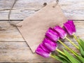 Empty note paper and tulip flowers Royalty Free Stock Photo