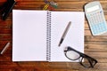 Empty notebook with office supply Royalty Free Stock Photo