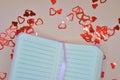 empty notepad between hearts Royalty Free Stock Photo