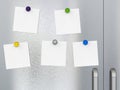 Empty notes with fridge magnets Royalty Free Stock Photo