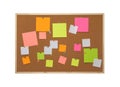 Empty notes pinned to cork board on white background Royalty Free Stock Photo