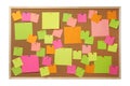 Empty notes pinned to cork board on white background Royalty Free Stock Photo