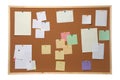 Empty notes pinned to cork board on white background Royalty Free Stock Photo