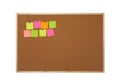 Empty notes pinned to cork board on white background Royalty Free Stock Photo