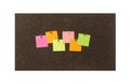 Empty notes pinned to cork board on white background Royalty Free Stock Photo