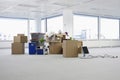 Empty Office With Boxes Royalty Free Stock Photo