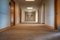 Empty office building corridor perspective view Royalty Free Stock Photo