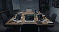 Empty Office After Hours: Coding Session Royalty Free Stock Photo