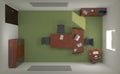 Office, interior visualization, 3D illustration Royalty Free Stock Photo
