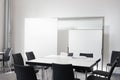 Empty office meeting room with chair, table white board