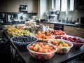 Empty office snack area with healthy options