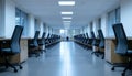 Empty Office Space with Rows of Chairs and Desks Royalty Free Stock Photo