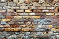 empty old brick wall background with copy space deteriorating old brick wall