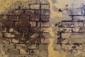 Empty Old Brick Wall Texture. Painted Distressed Wall Surface. Grungy Wide Brickwall. Grunge Red Stonewall Background Royalty Free Stock Photo