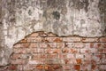 Empty Old Brick Wall Texture. Painted Distressed Wall Surface. Grungy Wide Brickwall. Grunge Red Stonewall Background