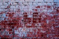 Empty Old Brick Wall Texture. Painted Distressed Wall Surface. Grungy Wide Brickwall. Grunge Red Stonewall Background Royalty Free Stock Photo