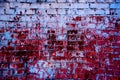 Empty Old Brick Wall Texture. Painted Distressed Wall Surface. Grungy Wide Brickwall. Grunge Red Stonewall Background Royalty Free Stock Photo