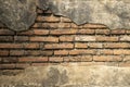 Mpty Old Brick Wall Texture. Painted Distressed Wall Surface. Grungy Wide Brickwall. Grunge Red Stonewall Background. Shabby Royalty Free Stock Photo