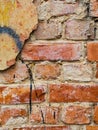 Empty Old Brick Wall Texture. Painted Distressed Wall Surface. Grungy Wide Brickwall. Grunge Red Stonewall Background. Shabby Royalty Free Stock Photo