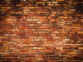 Empty Old Brick Wall Texture. Painted Distressed Wall Surface. Grungy Wide Brickwall. Grunge Red Stonewall Background. Shabby Royalty Free Stock Photo