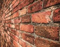 Empty Old Brick Wall Texture. Painted Distressed Wall Surface. Grungy Wide Brickwall. Grunge Red Stonewall Background. Shabby Royalty Free Stock Photo