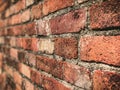 Empty Old Brick Wall Texture. Painted Distressed Wall Surface. Grungy Wide Brickwall. Grunge Red Stonewall Background. Shabby Royalty Free Stock Photo