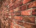 Empty Old Brick Wall Texture. Painted Distressed Wall Surface. Grungy Wide Brickwall. Grunge Red Stonewall Background. Shabby Royalty Free Stock Photo