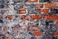 Empty Old Brick Wall Texture. Shabby Building Facade With Damaged Plaster. Abstract Web Banner. Copy Space. Royalty Free Stock Photo