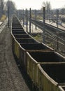 Empty old freight train wagons and in a station Royalty Free Stock Photo