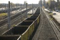 Empty old freight train wagons and in a station Royalty Free Stock Photo