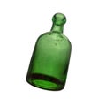 Empty old green glass bottle, seen from beneath. Royalty Free Stock Photo