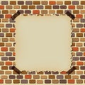 Empty old paper on brick wall frame Royalty Free Stock Photo