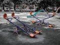 Empty old playground in public park Royalty Free Stock Photo