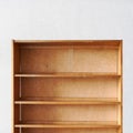 Empty old retro wooden book shelf