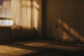 Empty old room with sheer curtains Royalty Free Stock Photo