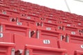 Empty old seat got abandoned in stadium with no spectators due to Covid-19 or Corona Virus affect cancellation of sport tournament