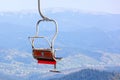 Old ski elevator chair close up