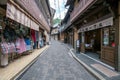 Empty old street in Arima Onsen city center with local shops Royalty Free Stock Photo