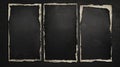 Empty old vintage black scratch torn poster set overlay texture background Royalty Free Stock Photo