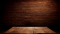 Empty Old wood table top with abstract old brick wall background Royalty Free Stock Photo
