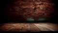 Empty Old wood table top with abstract old brick wall background Royalty Free Stock Photo