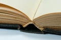 Empty, old , yellow book pages close up macro shot. Royalty Free Stock Photo