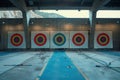 Empty Olympic Archery Range with Targets Royalty Free Stock Photo