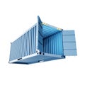 Empty open blue metal cargo container Royalty Free Stock Photo