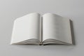 Empty Open Book on Grey Background Document and Page Concept Mock Up 3D Rendering Royalty Free Stock Photo