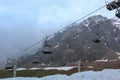 empty open cabins on a cable car in the mountains. Royalty Free Stock Photo