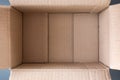 Empty open cardboard box, inside view. Close up Royalty Free Stock Photo