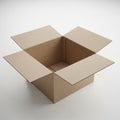 Open Cardboard Box with Flaps Extended on White Background empty shipping Royalty Free Stock Photo