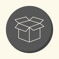 Empty open cardboard box, round linear icon with the illusion of volume, simple color change Royalty Free Stock Photo