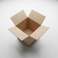 Open Cardboard Shipping Box with Flaps Spread Wide on White Background empty Royalty Free Stock Photo